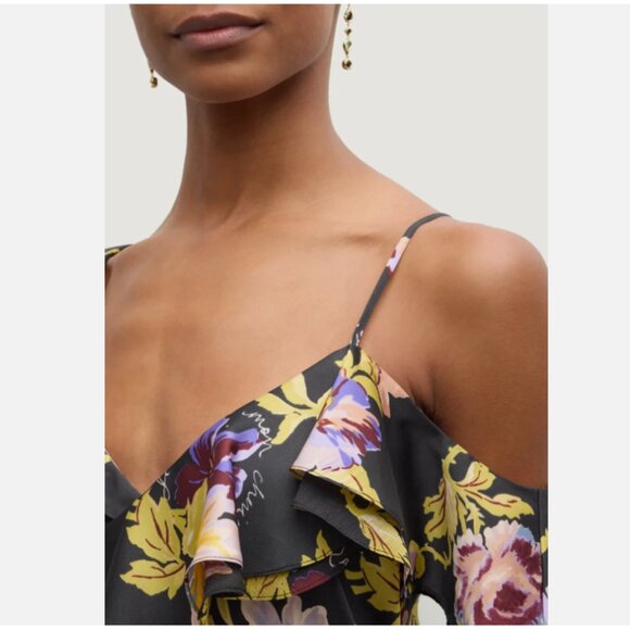 Cinq à Sept Nara One-Shoulder Ruffled Floral Midi-Dress - Picture 4 of 5